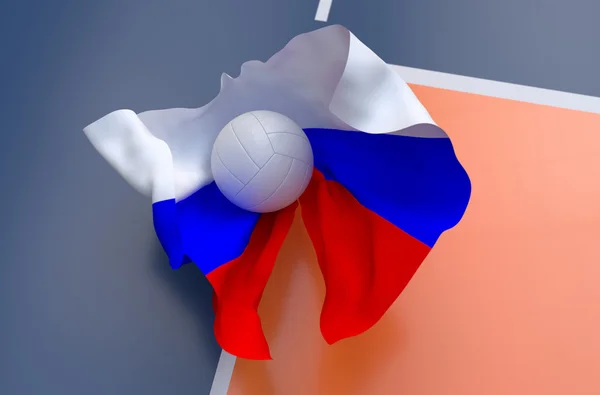 Flag of Russia with championship volleyball ball — Stock Photo, Image