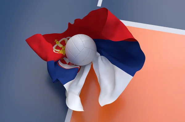 Flag of Serbia with championship volleyball ball — Stock Photo, Image