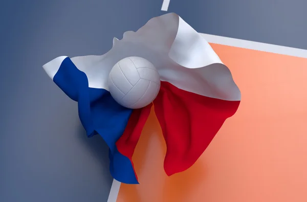 捷克共和国与冠军排球球的旗帜 免版税图库照片