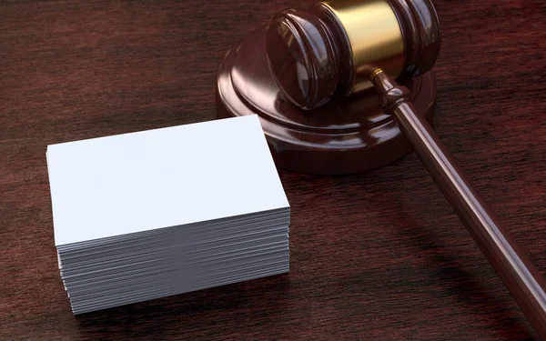 Yargıç Tokmak, beyaz, boş kartvizit — Stok fotoğraf