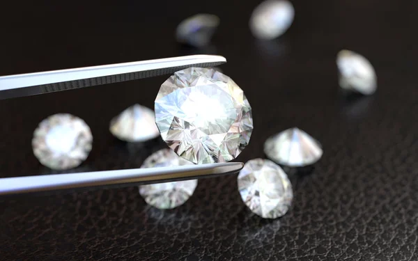 Pinzeta šperky a diamanty — Stock fotografie