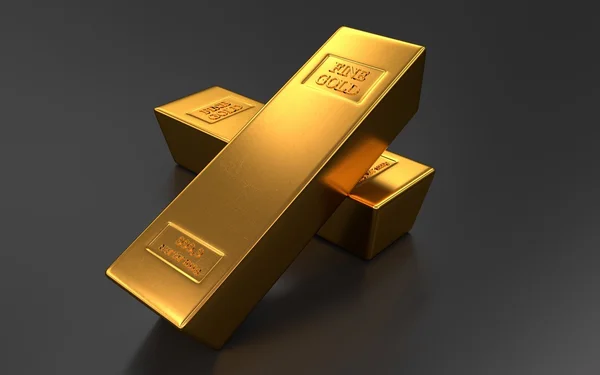 Gold bars on black backgrounds — Stock Photo, Image