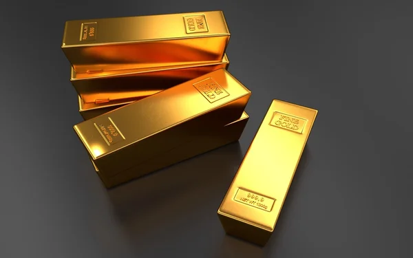 Gold bars on black backgrounds — Stock Photo, Image