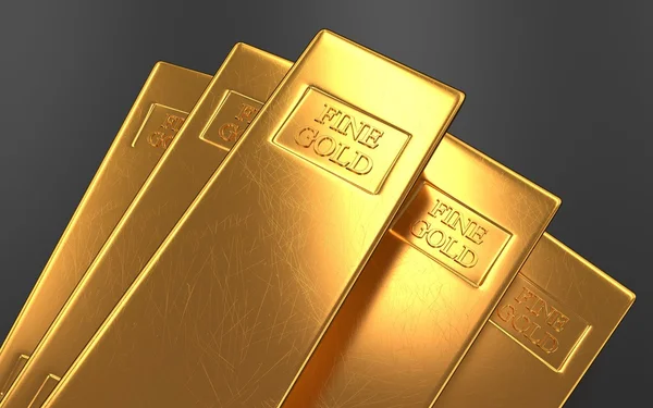 Gold bars on black backgrounds — Stock Photo, Image