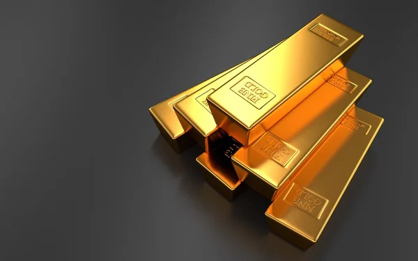 Gold bars on black backgrounds — Stock Photo, Image