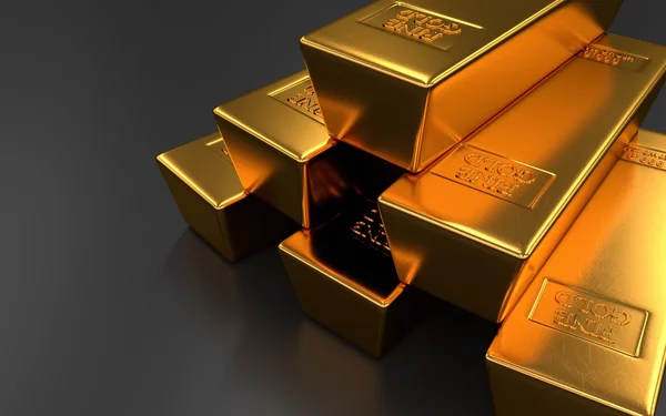 Gold bars on black backgrounds — Stock Photo, Image