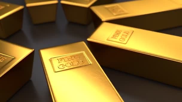 Barras de oro, lingote — Vídeo de stock