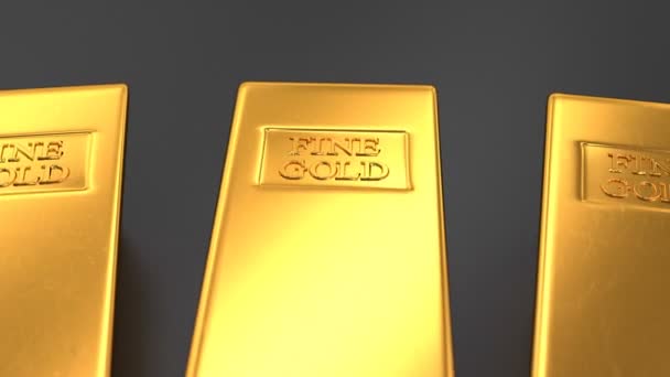 Barras de ouro, lingote no fundo preto, loop 4K — Vídeo de Stock