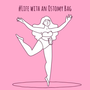  Ostomy girl vector illustration flat design clipart