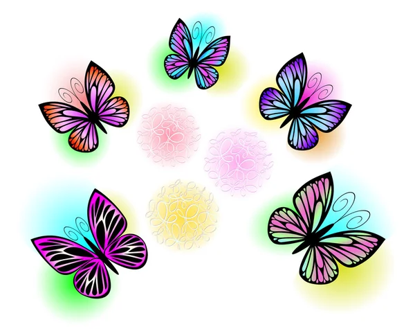 Coleção de borboletas coloridas . — Vetor de Stock
