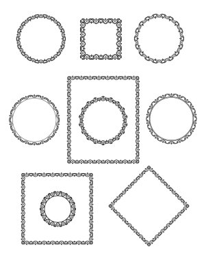 Çerçeveleri ayarlayın. Beyaz arka planda siyah.