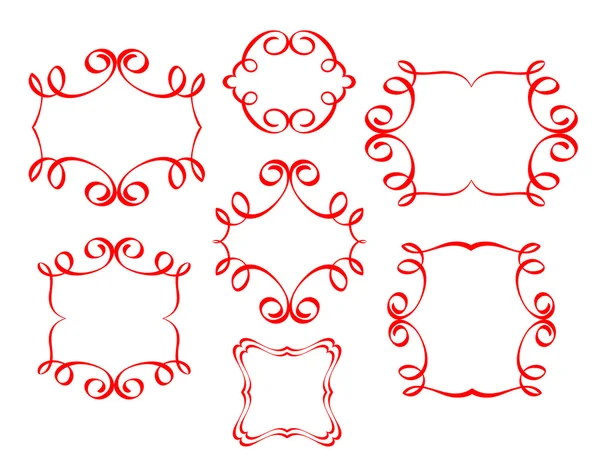 Set cadres .Red sur fond blanc . — Image vectorielle