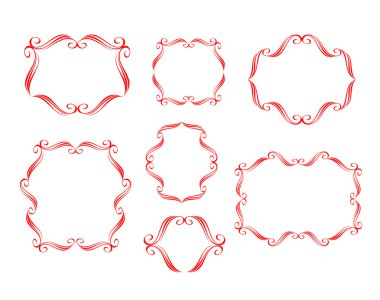 Çerçeveleri ayarlayın. Vintage vektör. Kolay düzenleme için inşa. Kırmızı.
