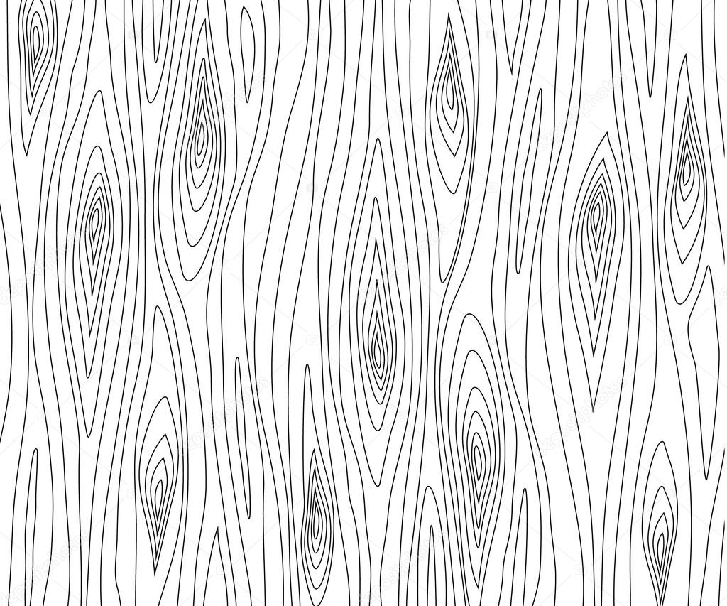 Wood texture.Vector illustration.Uniform black lines on a white ...