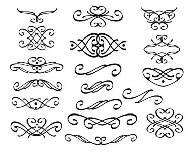 Dekoratif öğeler kümesi. Vektör çizim. Kolay düzenleme için inşa.