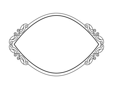 Çerçeveler. Vintage vektör. Kolay düzenleme için inşa. Siyah beyaz. Simetrik dekoratif ekler ile oval.