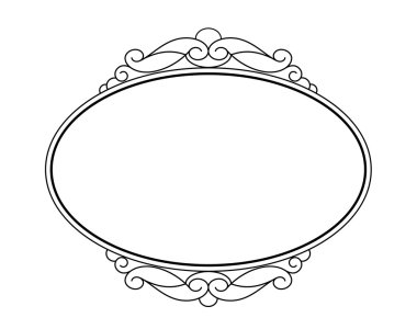Çerçeve. Vintage vektör. Iyi kolay düzenleme için inşa edilmiştir. Siyah beyaz. Oval .