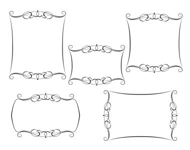 Kaligrafi çerçeveleri ayarlayın. Vintage vektör. Kolay düzenleme için inşa