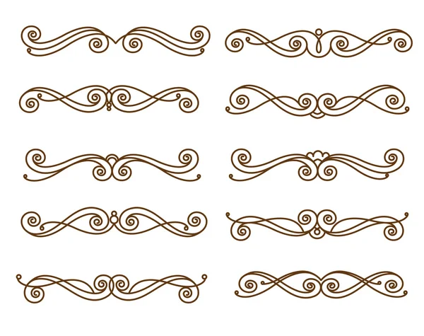 Elementos decorativos. Dividers.Vector illustration.For caligrafía diseño gráfico, postal, menú, invitación de boda, estilo romántico . — Vector de stock