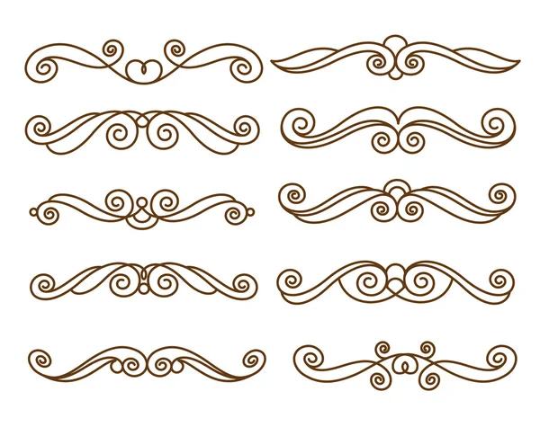 Elementos decorativos. Dividers.Vector illustration.For caligrafía diseño gráfico, postal, menú, invitación de boda, estilo romántico. . — Vector de stock