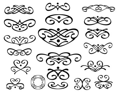 Dekoratif öğeler kümesi. Dividers.Vector resimde. Kolay düzenleme için inşa.