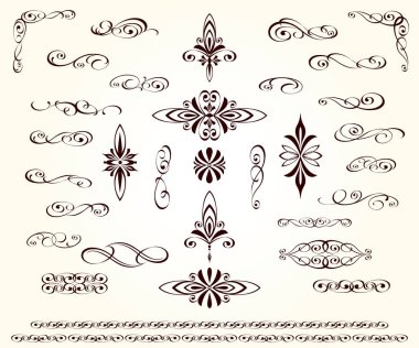 Klasik elementler beyaz yalıtılmış, düzenlenebilir.