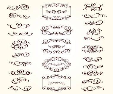 Ayrıştırılmış, düzenlenebilir vintage elementler. Çerçeveler, bölücüler, vignettler.