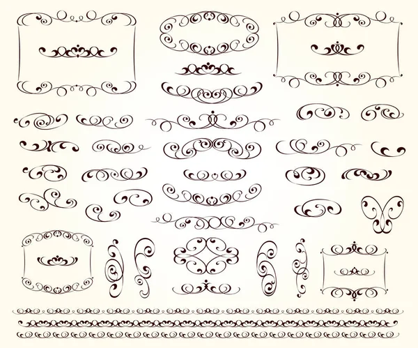Set Von Vintage Elementen Isoliert Editierbar Designelemente Vignetten Trennwände Rahmen — Stockvektor