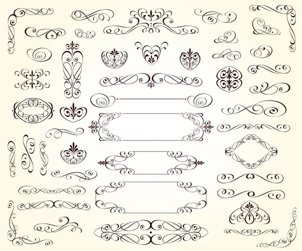 Conjunto Elementos Decorativos Para Design Isolado Editável Vinhetas Ornamentado Molduras — Vetor de Stock