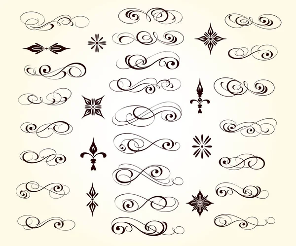 Set Elemente Decorative Caligrafice Pentru Design Izolat Editabil Vignettes Ornate — Vector de stoc