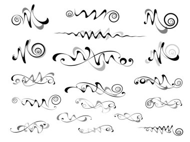 Tasarım için dekoratif elementler dizisi izole, düzenlenebilir doğrusal tasarım. Dekoratif elementlerin en büyük ve en iyi koleksiyonundan. 