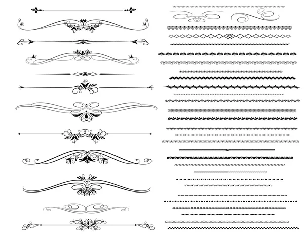 Ornamental rule lines in different design.Vector. — Stock Vector