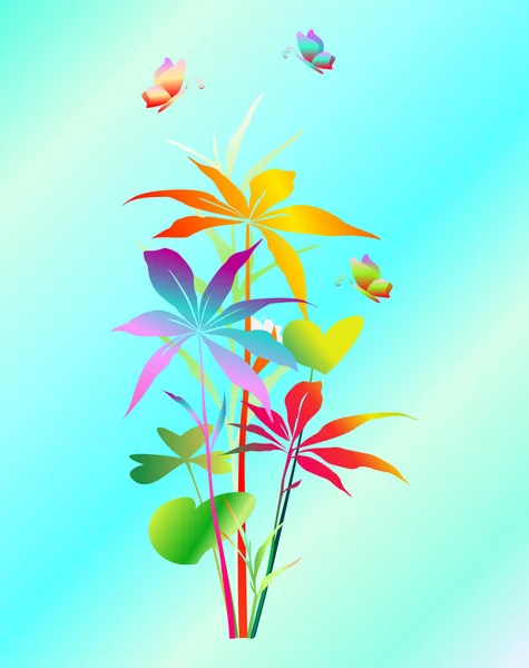 Plantes exotiques à papillons. Vecteur . — Image vectorielle