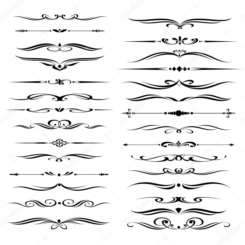A set of decorative calligraphic elements. Editable for design.