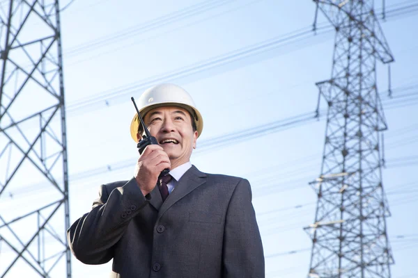 Businessman on Walkie Talkie — Stock Photo, Image