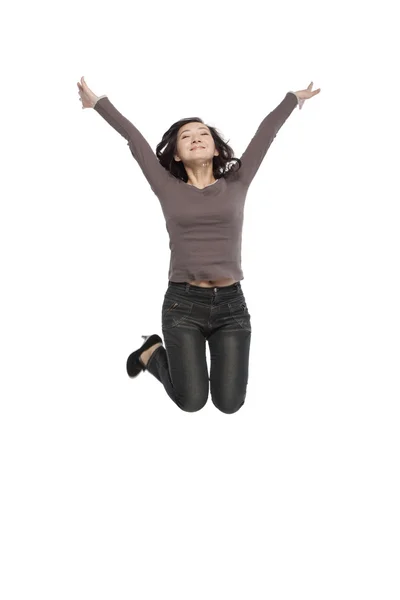 Portrait of a young man mid-air — Stock Photo, Image