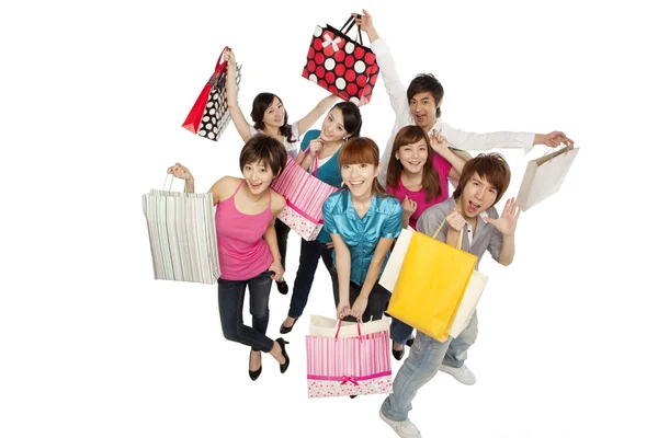 Young people excited about shopping — Stock Photo, Image