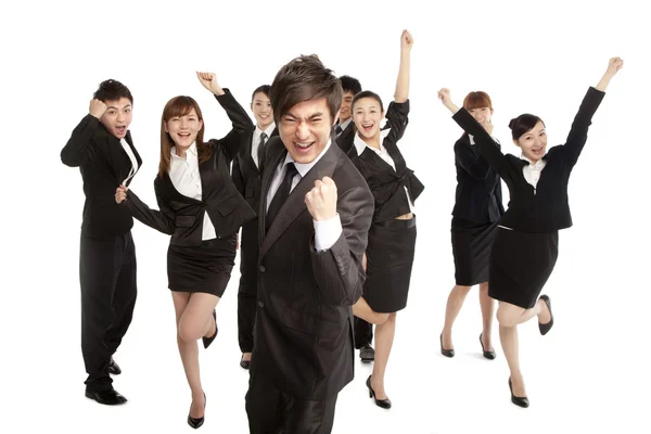 Group of business people holding umbrella — Stock Photo, Image