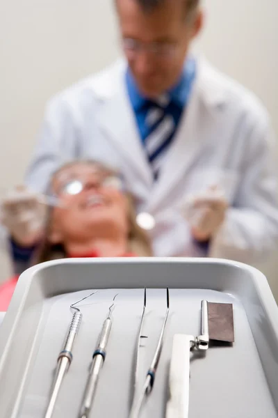 Tray with dental equipment on it — Stock Photo, Image