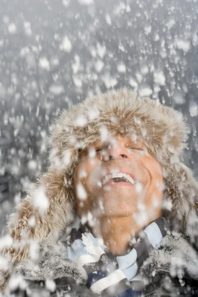 Portrait of the man in the snow — Stock Photo, Image