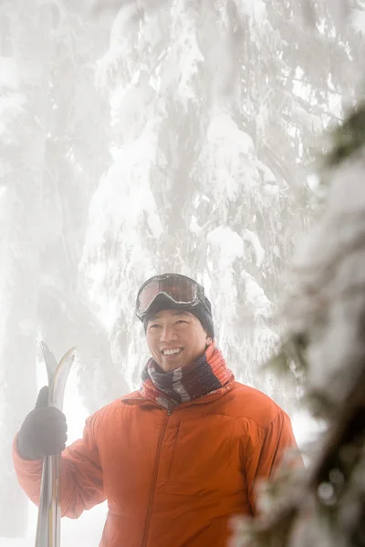 Skifahrer und Bäume — Stockfoto