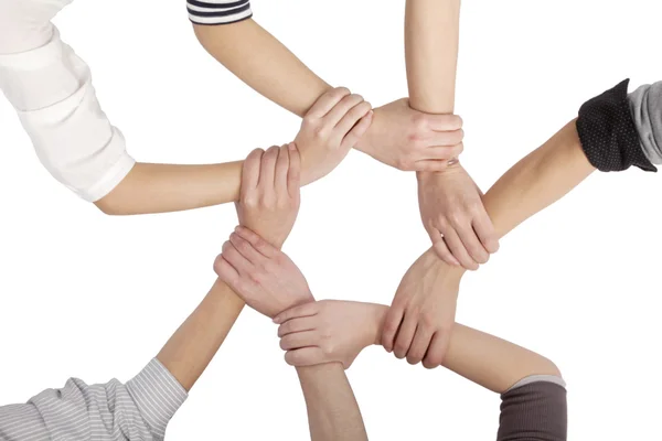 Groupe d'amis chinois avec les mains en cercle — Photo