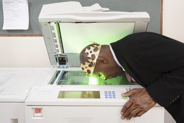 Man photocopying face clipart