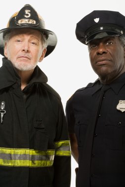 firefighter and a police officer clipart