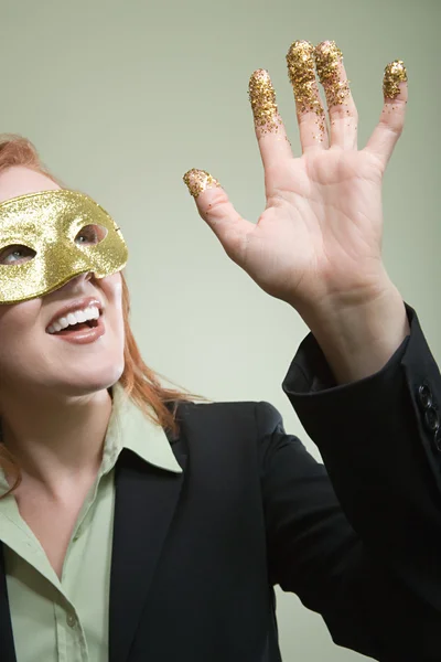 Woman with glitter on her hand — Stock Photo, Image