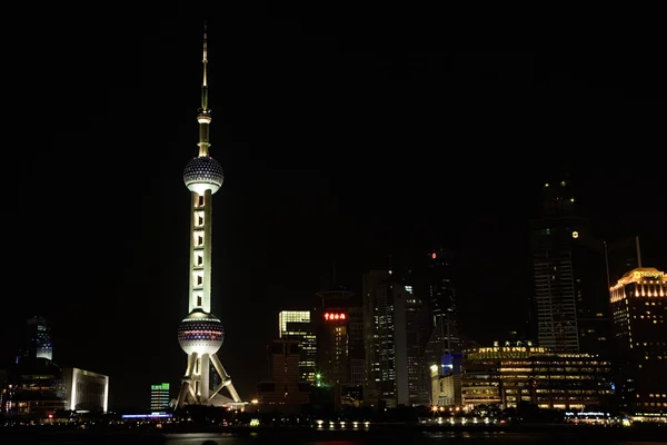 Shanghai skyline with buildings at night — Stock Photo, Image