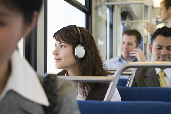 Commuters rides on train — Stock Photo, Image