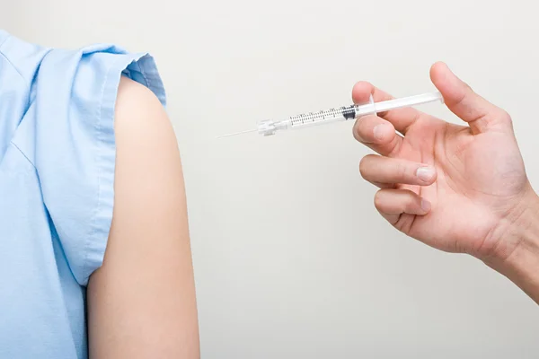 Patient having injection from syringe — Stock Photo, Image