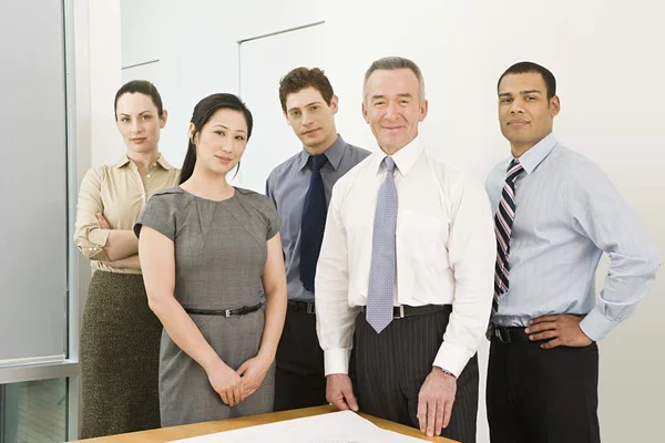 Пять бизнес-коллег в офисе — стоковое фото