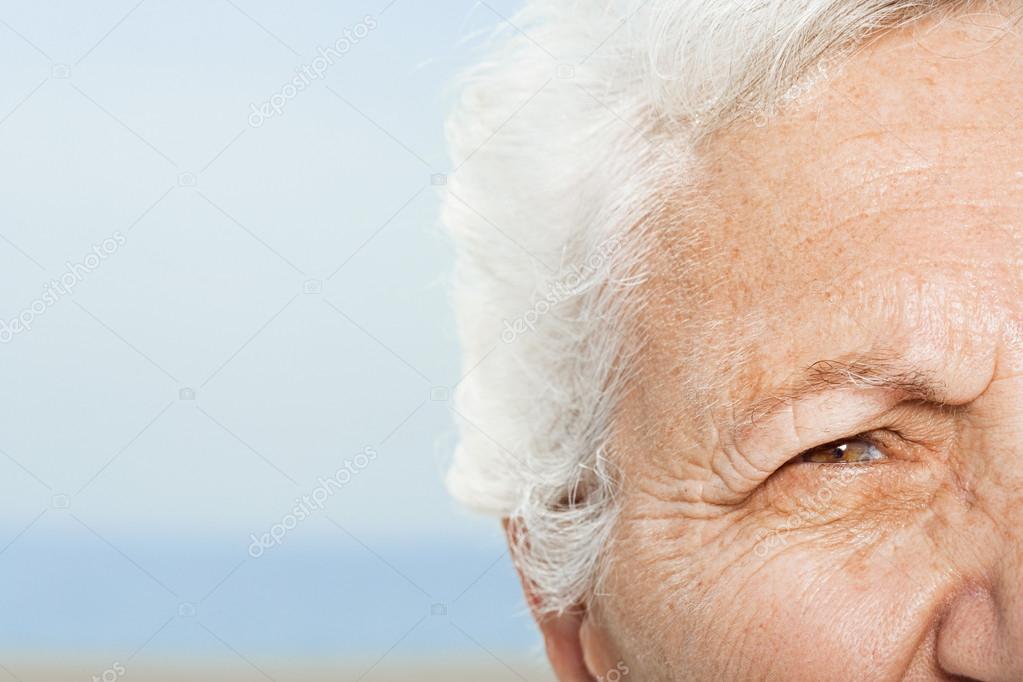 Detail of senior woman's face